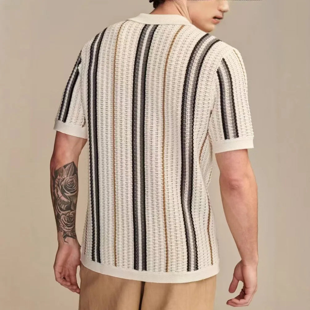 Damon Striped Knit Polo Shirt