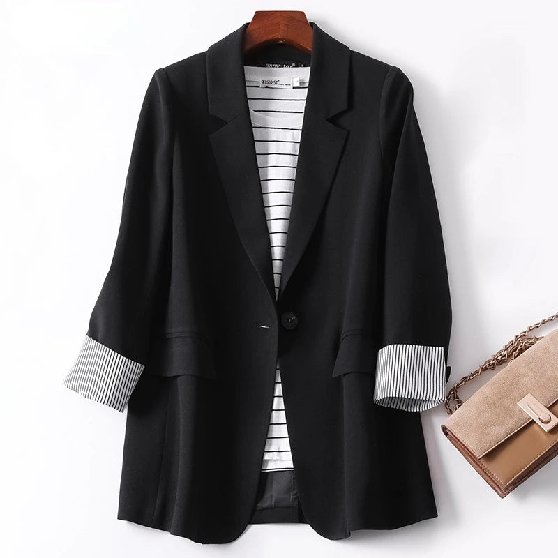 Madison Striped-Cuff Blazer