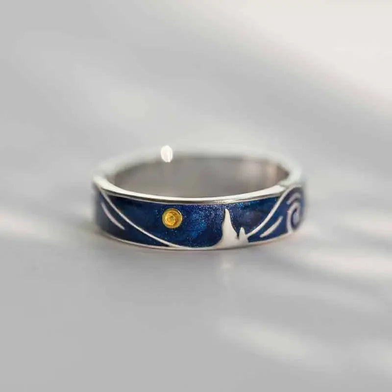 Midnight Sky Silver Ring