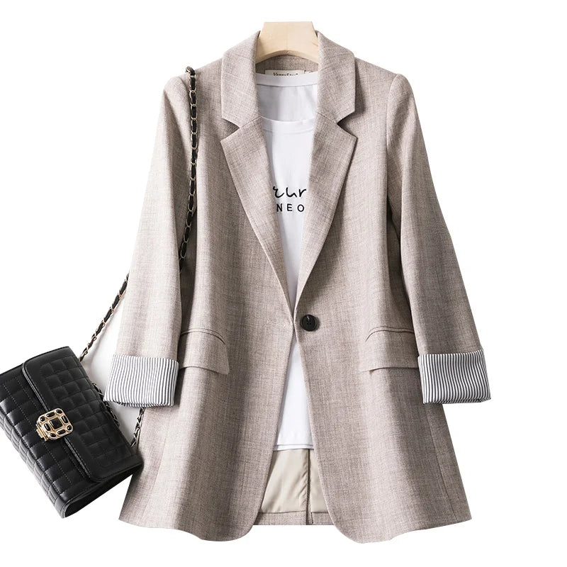 Madison Striped-Cuff Blazer