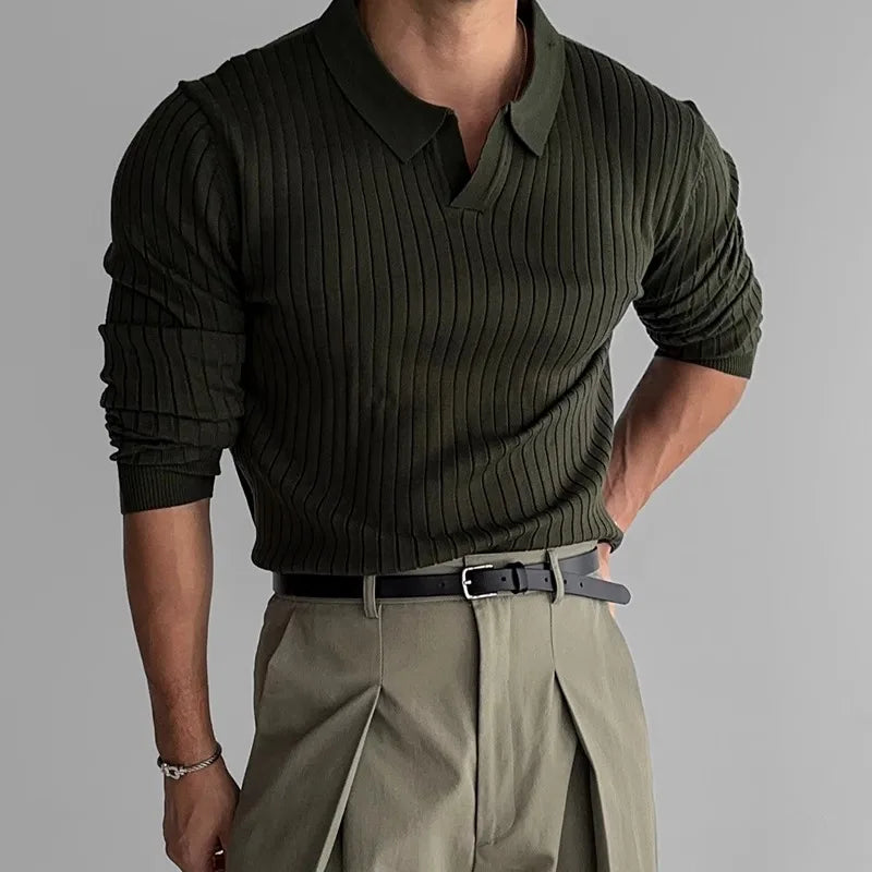 Hale Ribbed Knit Polo Shirt