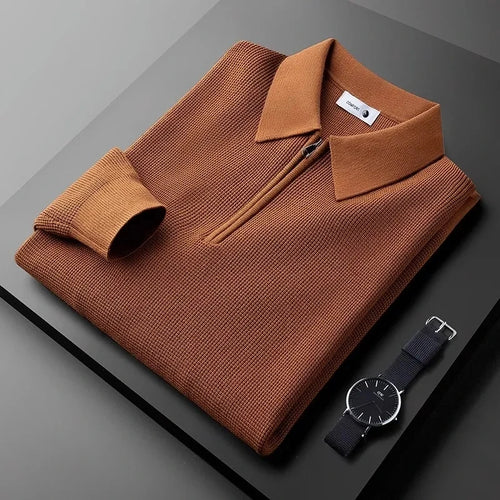 Miles Waffle Knit Zip Sweater