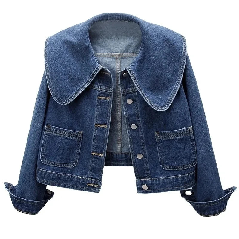 Helena Wide-Collar Denim Jacket