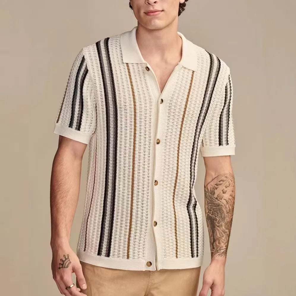 Damon Striped Knit Polo Shirt