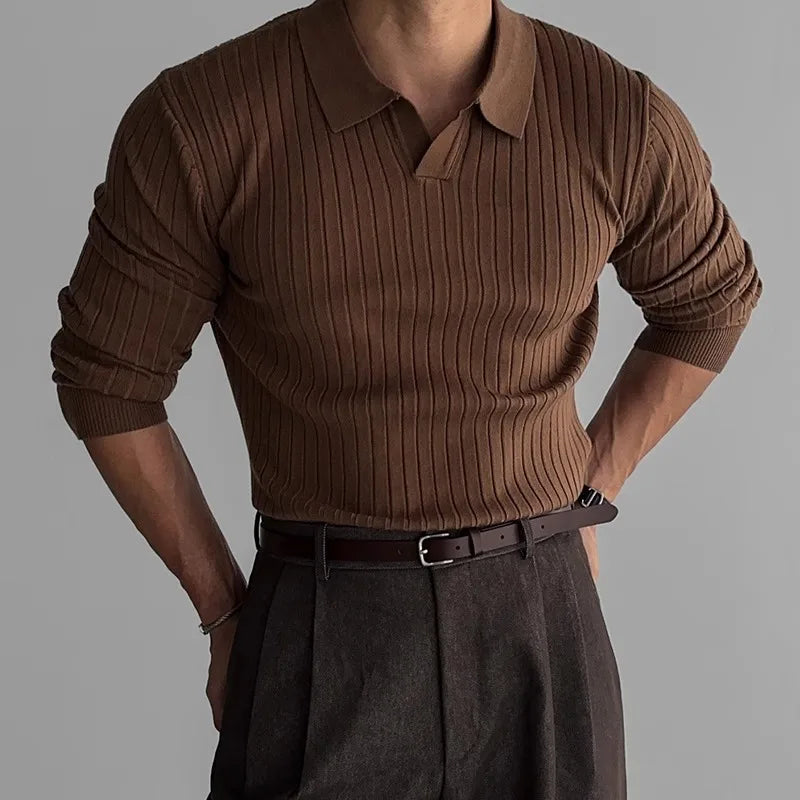 Hale Ribbed Knit Polo Shirt