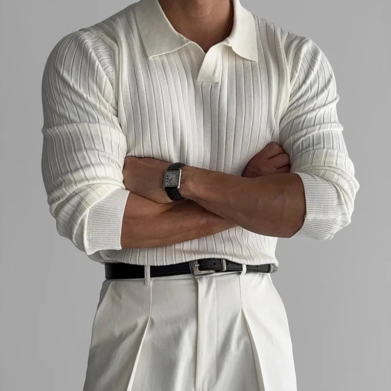 Hale Ribbed Knit Polo Shirt