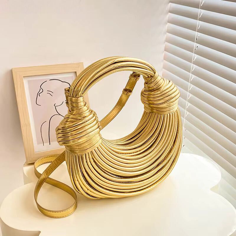 Aurélie Golden Knotted Handbag