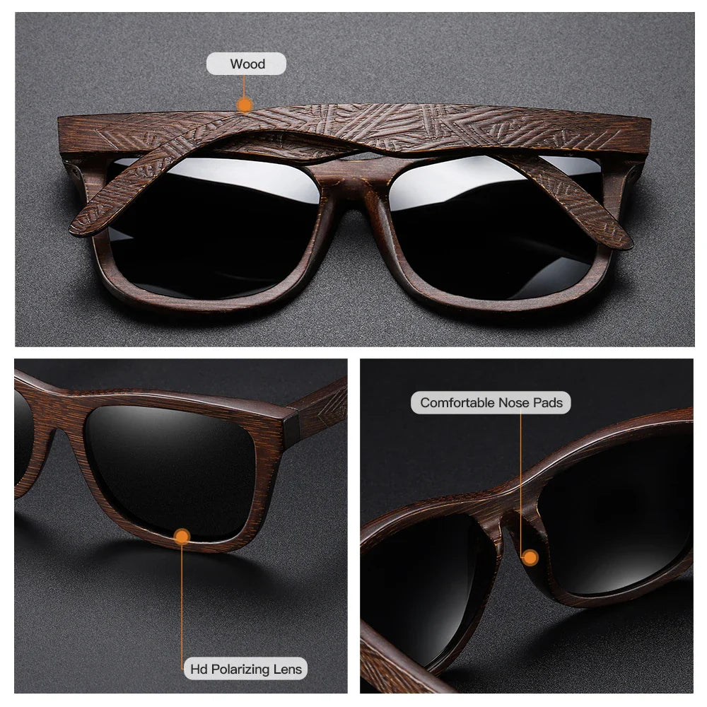 Natural Carved Bamboo Sunglasses