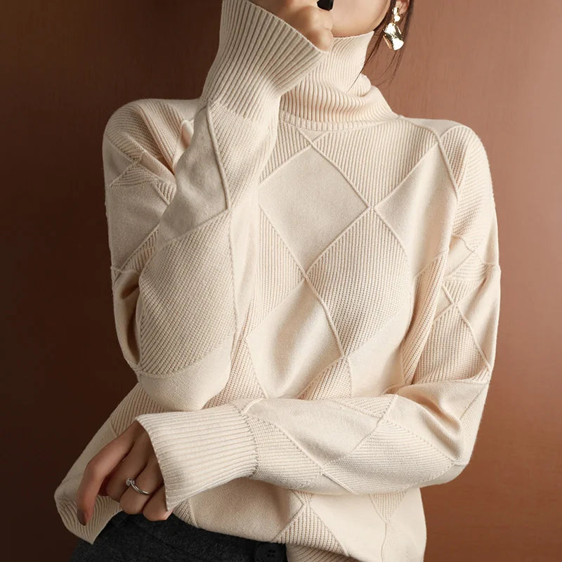 Aurielle Diamond Knit Turtleneck