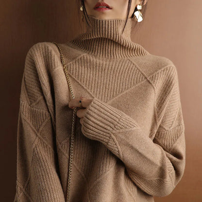 Aurielle Diamond Knit Turtleneck