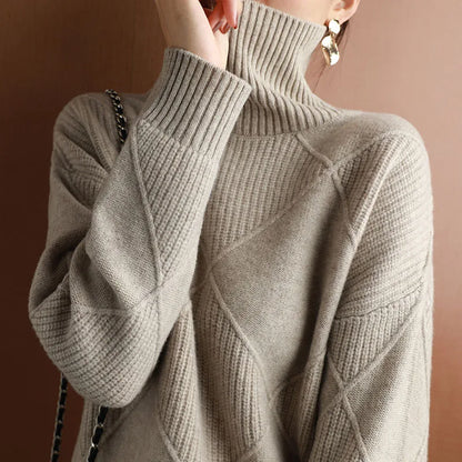 Aurielle Diamond Knit Turtleneck