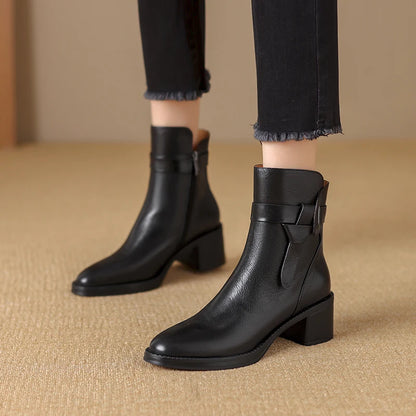 Coraline Leather Buckle Booties