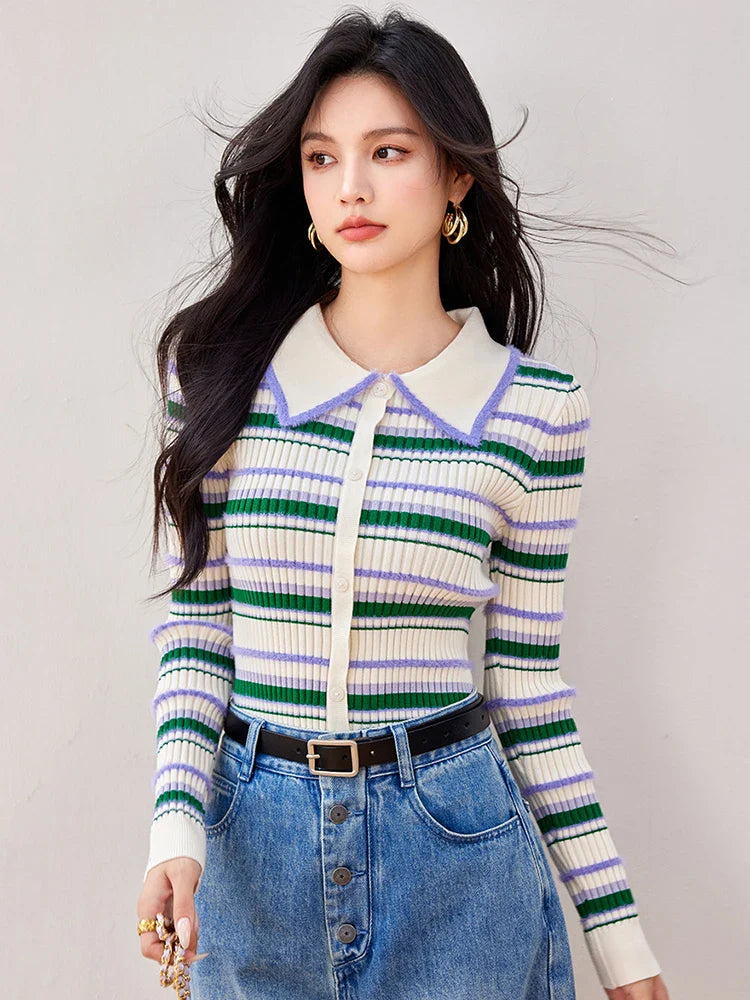 Chérie Striped Knit Cardigan