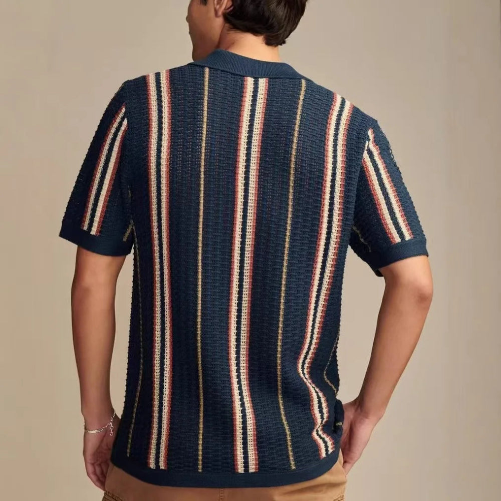 Damon Striped Knit Polo Shirt