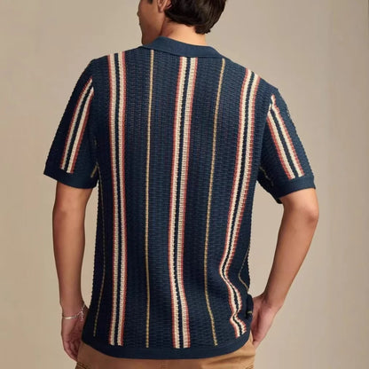 Damon Striped Knit Polo Shirt