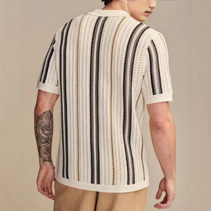 Damon Striped Knit Polo Shirt