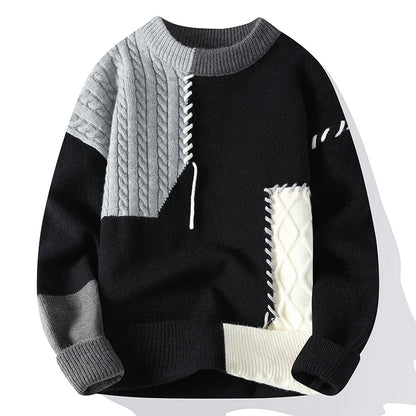 Patchwork Knit Crewneck