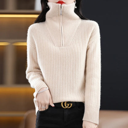 High-Collar Pure Wool Pullover