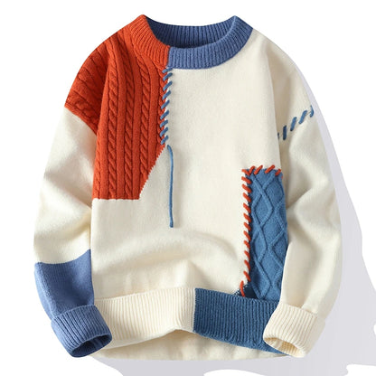 Patchwork Knit Crewneck