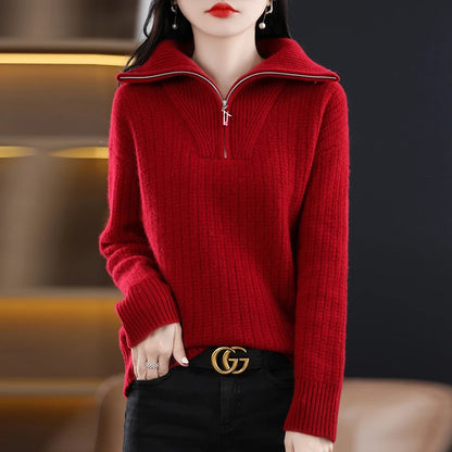 High-Collar Pure Wool Pullover