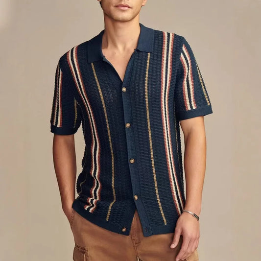 Damon Striped Knit Polo Shirt