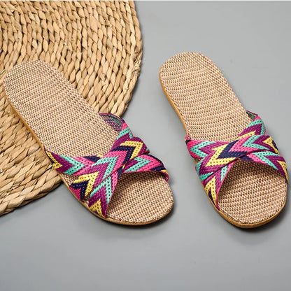 Isla Woven Linen Slide Sandals