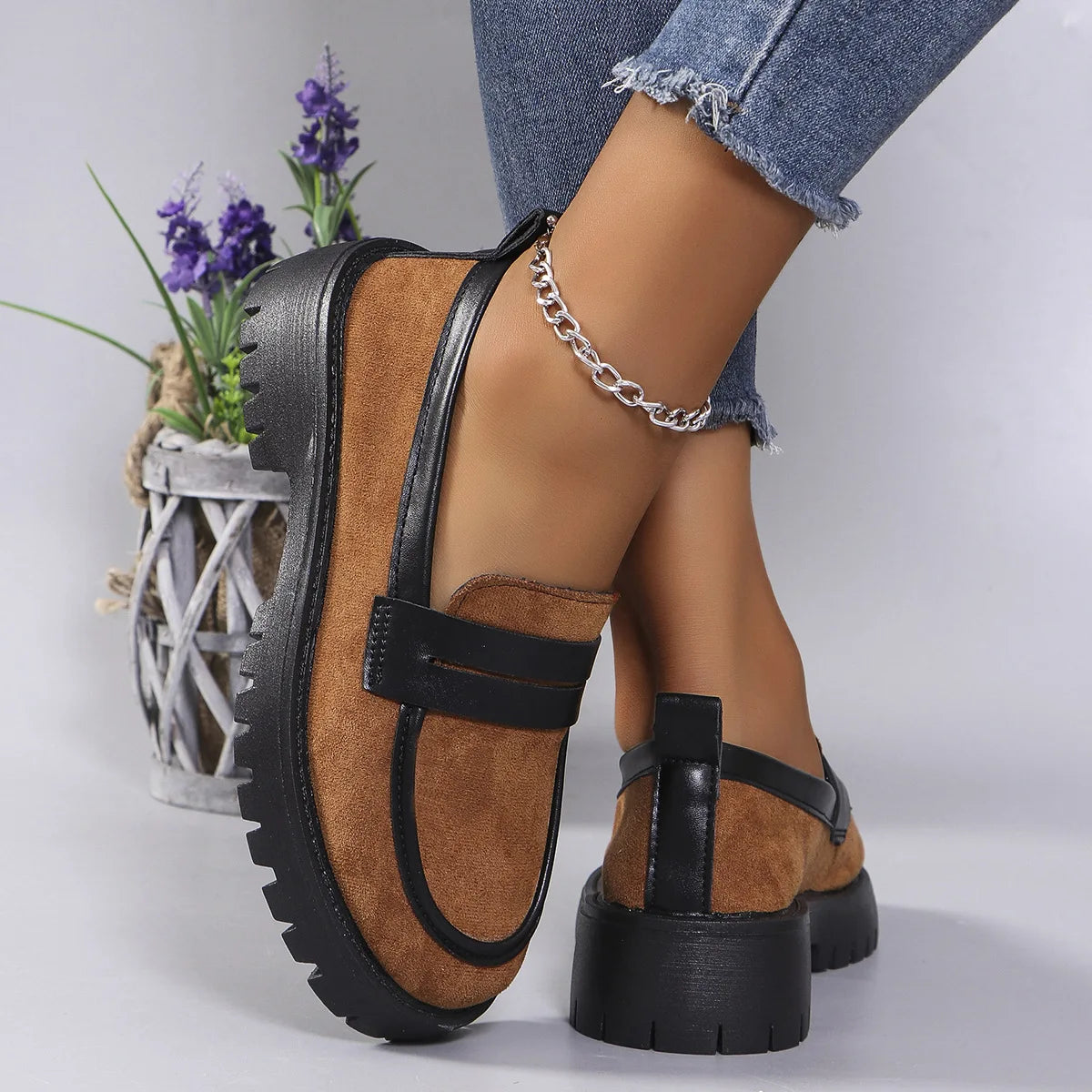 Velvet Chunky Loafers
