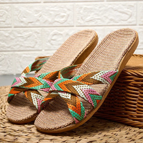 Isla Woven Linen Slide Sandals