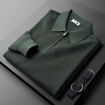 Miles Waffle Knit Zip Sweater