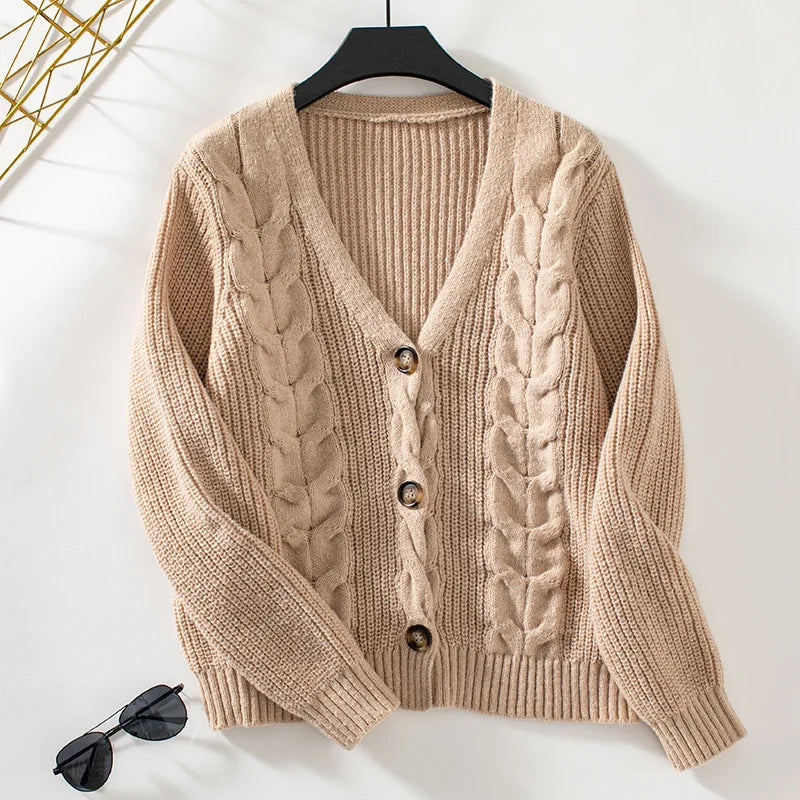 Relaxed Cable Stitch Cardigan