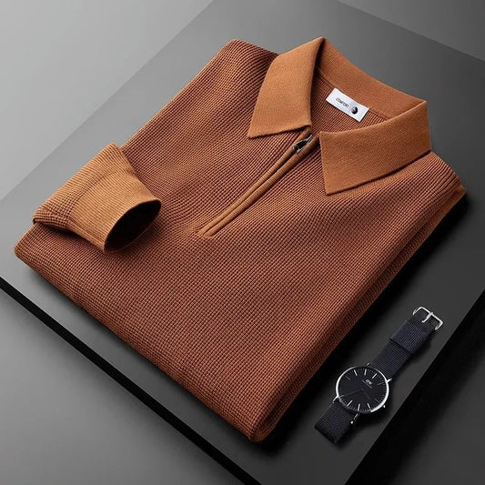 Miles Waffle Knit Zip Sweater