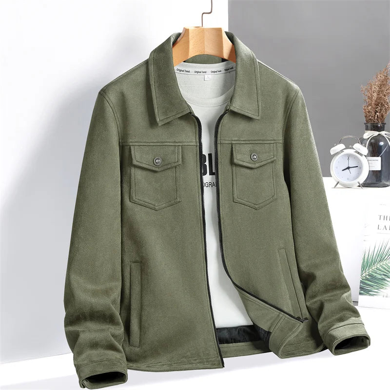 Suede Button-Up Shirt Jacket