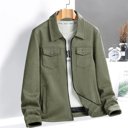 Suede Button-Up Shirt Jacket