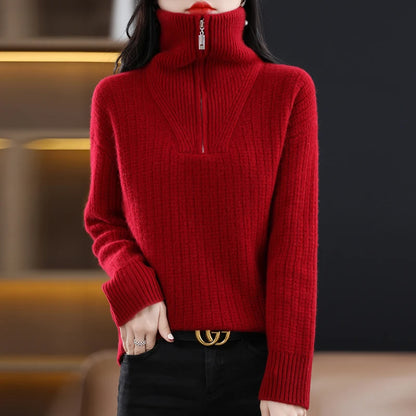 High-Collar Pure Wool Pullover