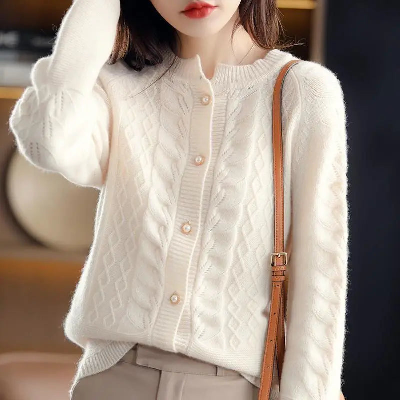Margaux Wool Pearl Cardigan