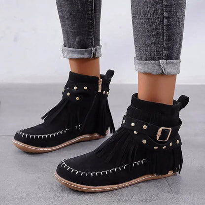 Mona Fringe Moccasin Bootie