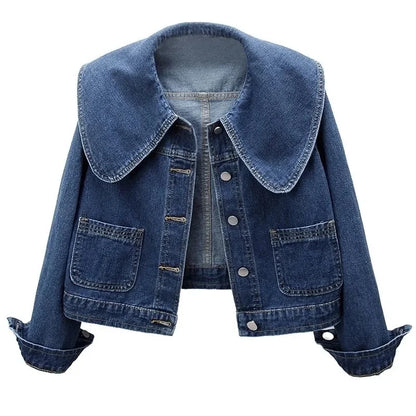 Helena Wide-Collar Denim Jacket