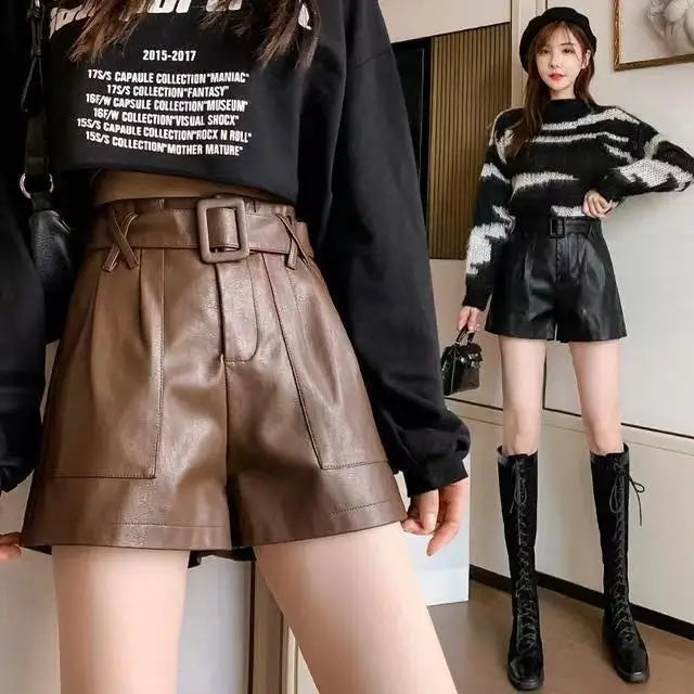 City Chic Faux Leather Shorts