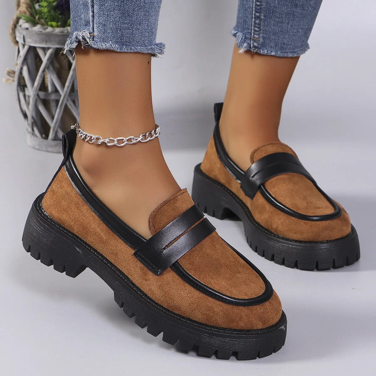 Velvet Chunky Loafers
