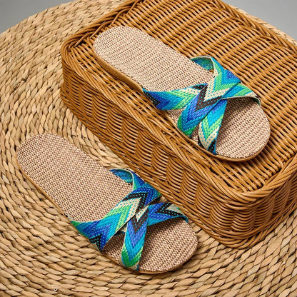 Isla Woven Linen Slide Sandals