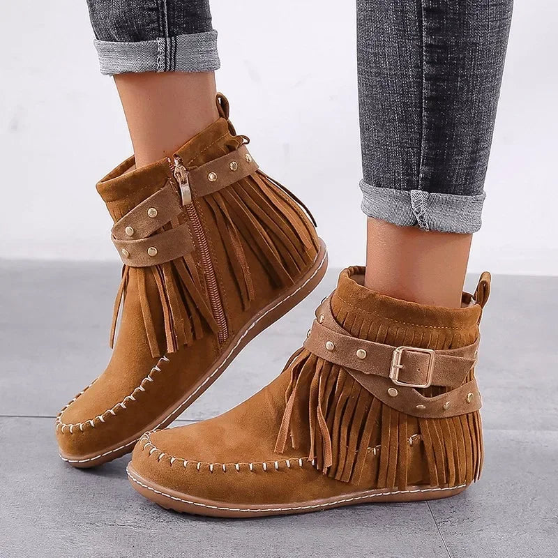 Mona Fringe Moccasin Bootie