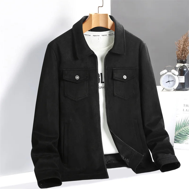 Suede Button-Up Shirt Jacket