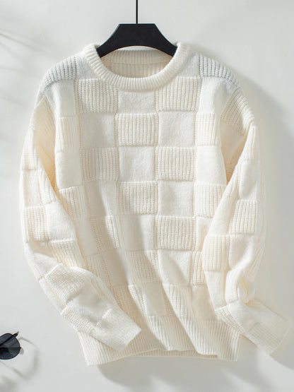 Woven Mosaic Knit Sweater