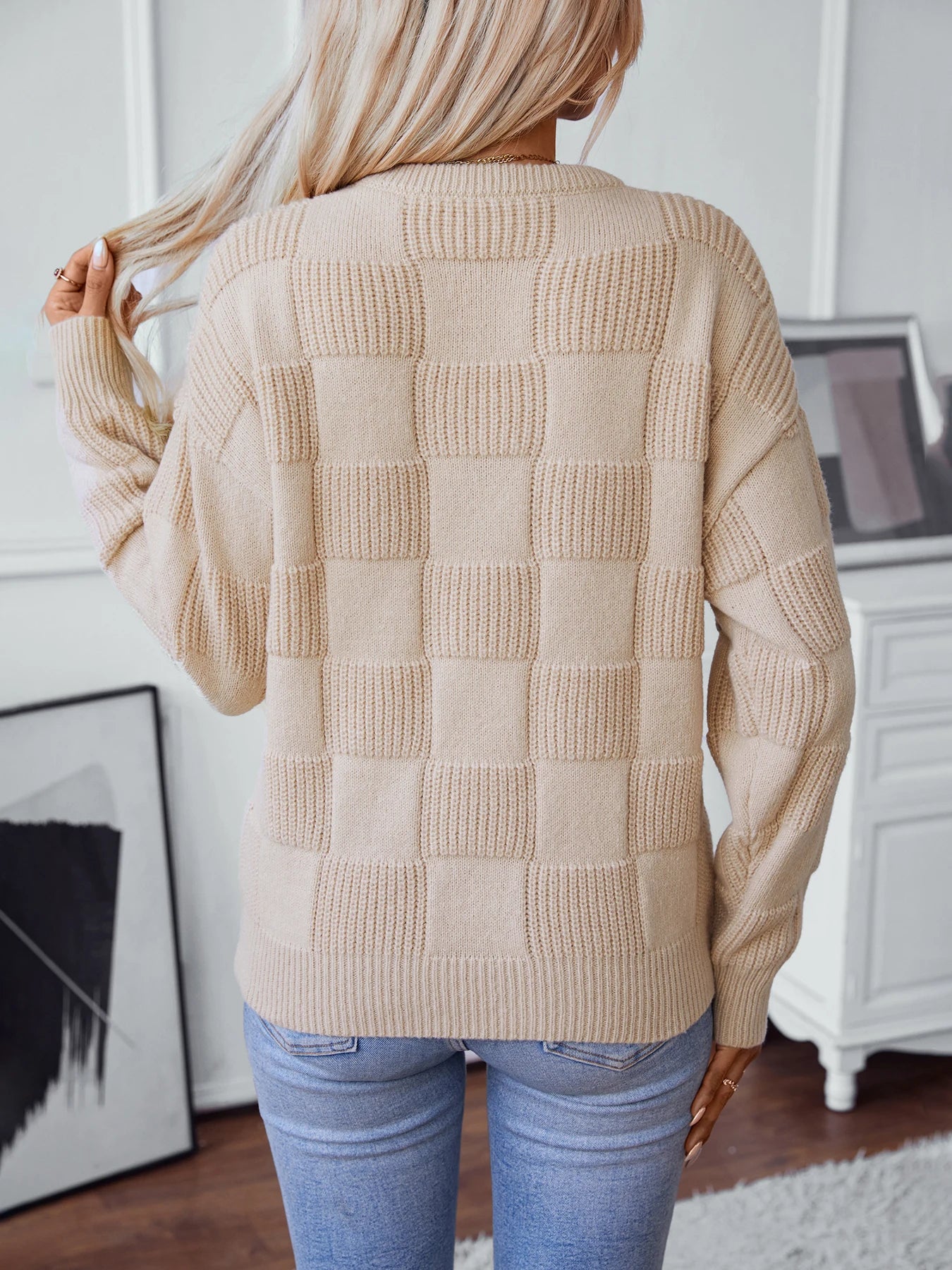 Woven Mosaic Knit Sweater