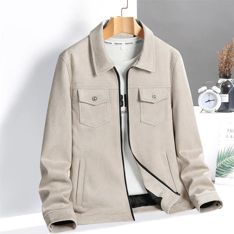 Suede Button-Up Shirt Jacket