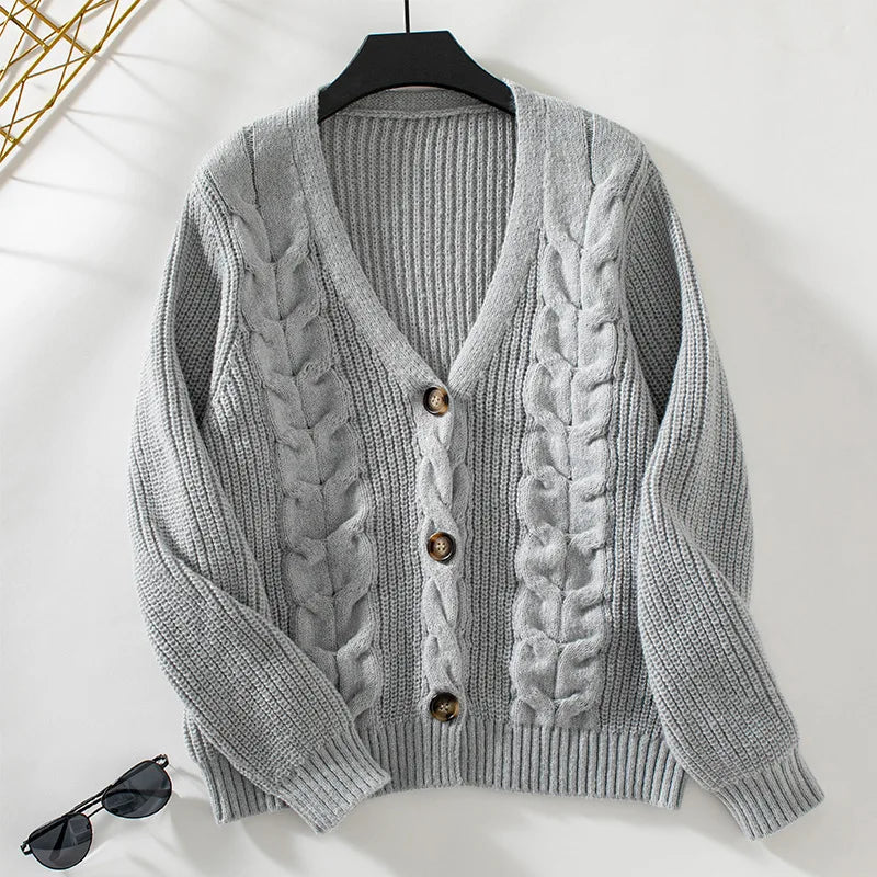 Relaxed Cable Stitch Cardigan