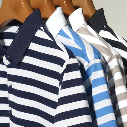 Short Sleeved Striped Polo Shirts