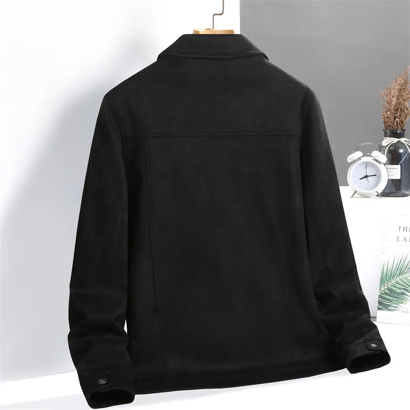 Suede Button-Up Shirt Jacket