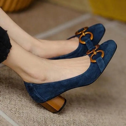 Evelyn Suede Block Pump