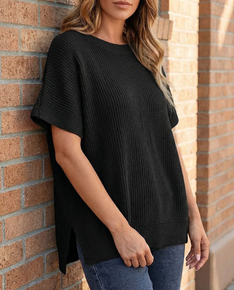 Clara Ribbed Knit Top - Black